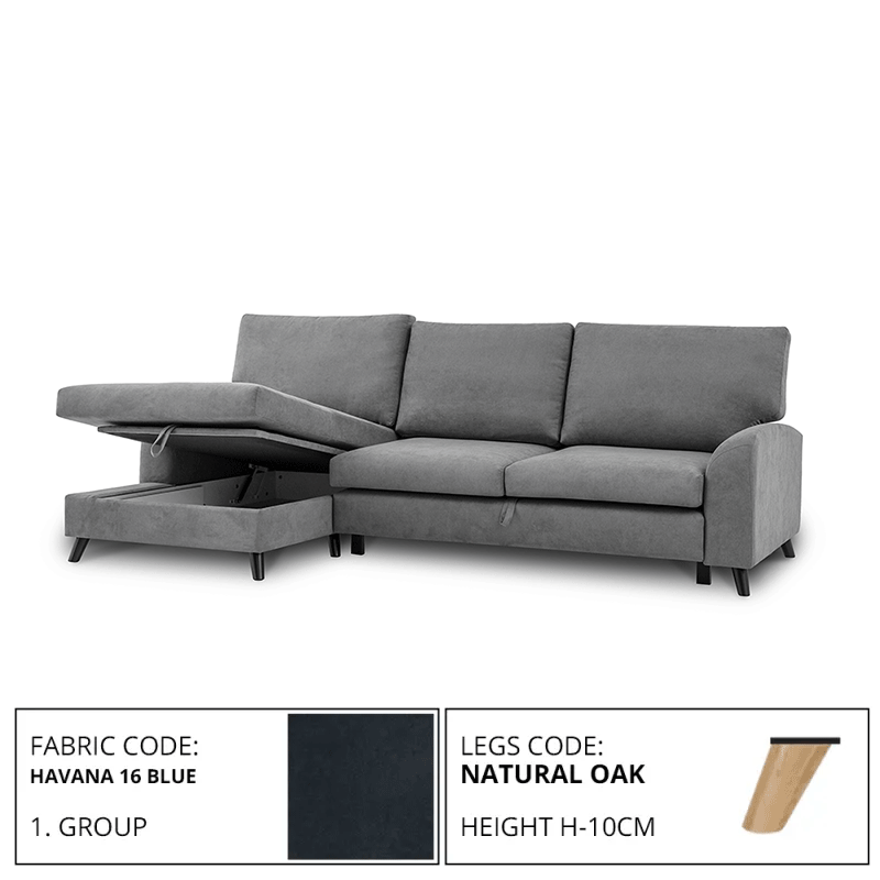 Sofa MERLIN SLEEPING (Left corner, extendable) (HAVANA 16 BLUE)